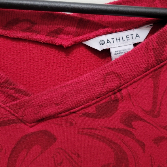 Athleta Red Patterned Crew Neck Sweater - Picture 8 of 11